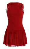 Mirror Palais Double-cowl Silk-chiffon Micro Dress In Red