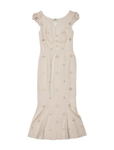 Pre-owned Mirror Palais Floral Print Long Dress In Neutral