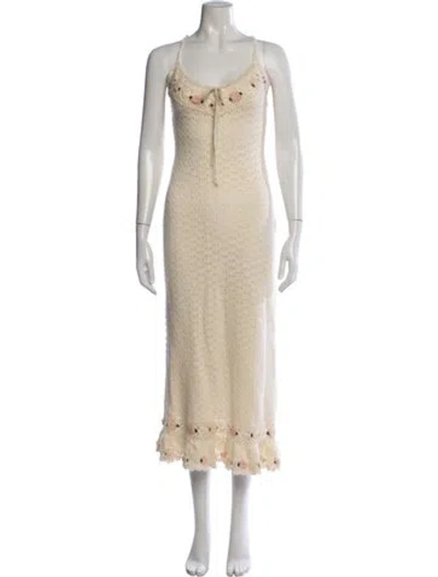 Pre-owned Mirror Palais Floral Print Long Dress In Neutrals