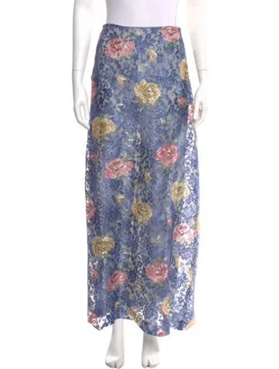 Pre-owned Mirror Palais Floral Print Long Skirt In Blue