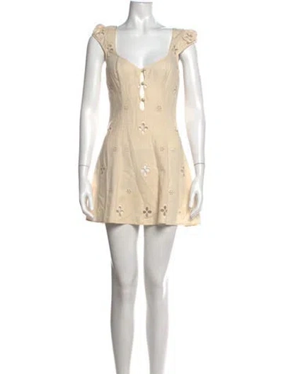 Pre-owned Mirror Palais Floral Print Mini Dress In Neutrals