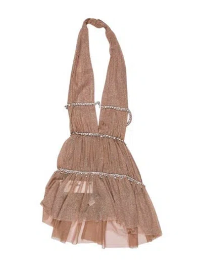 Pre-owned Mirror Palais Halterneck Knee-length Dress In Neutral