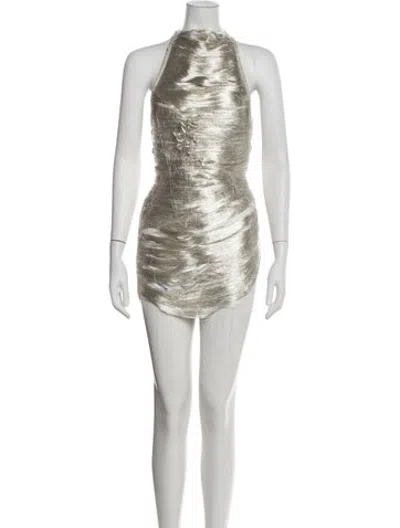 Pre-owned Mirror Palais Halterneck Mini Dress In Multicolor
