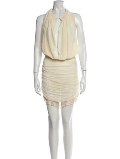 Pre-owned Mirror Palais Halterneck Mini Dress W/ Tags In Neutrals