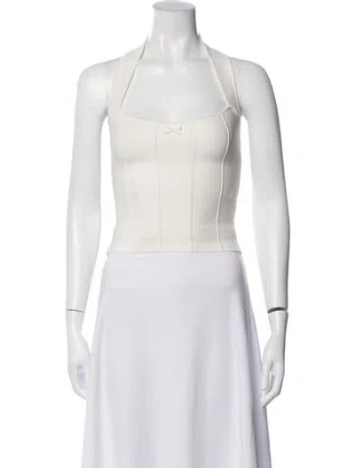 Pre-owned Mirror Palais Halterneck Sleeveless Crop Top In White