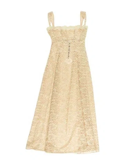 Pre-owned Mirror Palais Lace Pattern Long Dress W/ Tags In Yellow