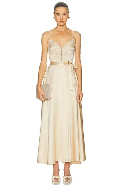 Mirror Palais Lace Silk Midi Dress In Pink