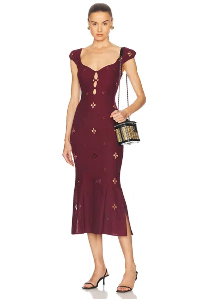 Mirror Palais Linen Midi Dress In Bordeaux