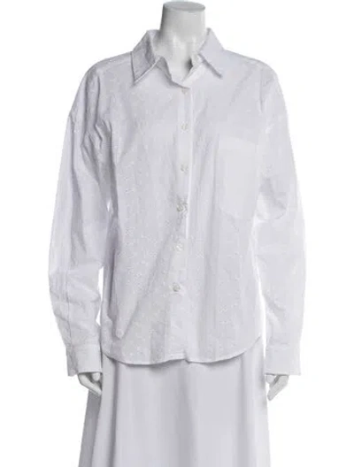 Pre-owned Mirror Palais Long Sleeve Button-up Top In White