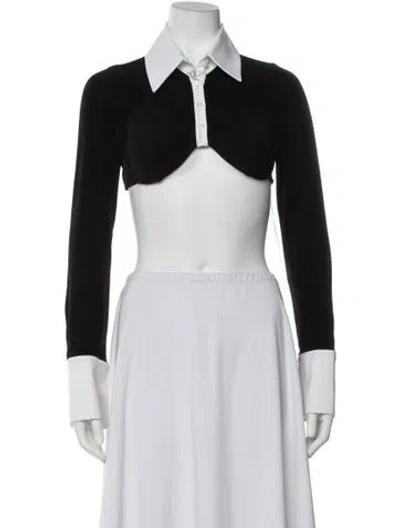 Pre-owned Mirror Palais Long Sleeve Crop Top In Black