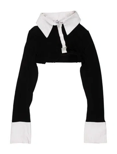 Pre-owned Mirror Palais Long Sleeve Crop Top In Black
