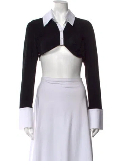 Pre-owned Mirror Palais Long Sleeve Crop Top In Black