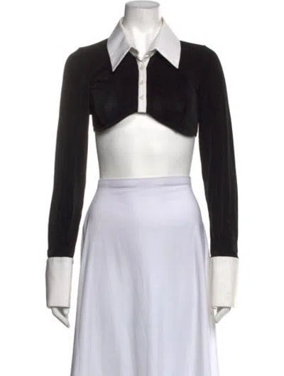 Pre-owned Mirror Palais Long Sleeve Crop Top In Black