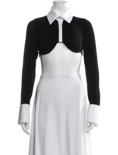 Pre-owned Mirror Palais Long Sleeve Crop Top In Blue