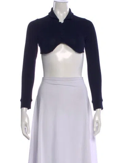 Pre-owned Mirror Palais Long Sleeve Crop Top In Blue
