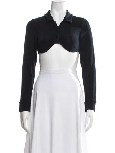 Pre-owned Mirror Palais Long Sleeve Crop Top In Blue
