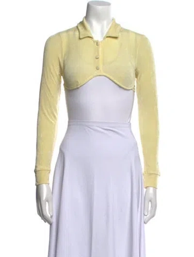 Pre-owned Mirror Palais Long Sleeve Crop Top In Yellow