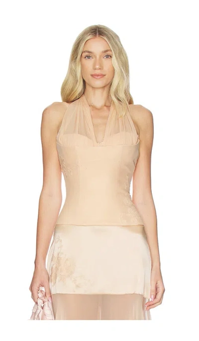 Mirror Palais Matte Silk Chiffon Daydream Top In Brown