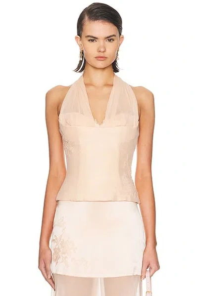 Mirror Palais Matte Silk Chiffon Top In Pink