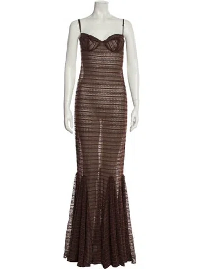 Pre-owned Mirror Palais Nylon Long Dress In Brown