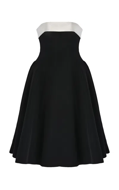 Mirror Palais Opera Strapless Crepe-back Silk-satin Lady-length Dress In Black