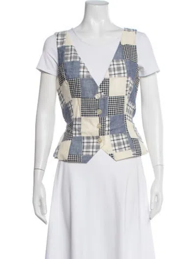 Pre-owned Mirror Palais Patterned Vest In White