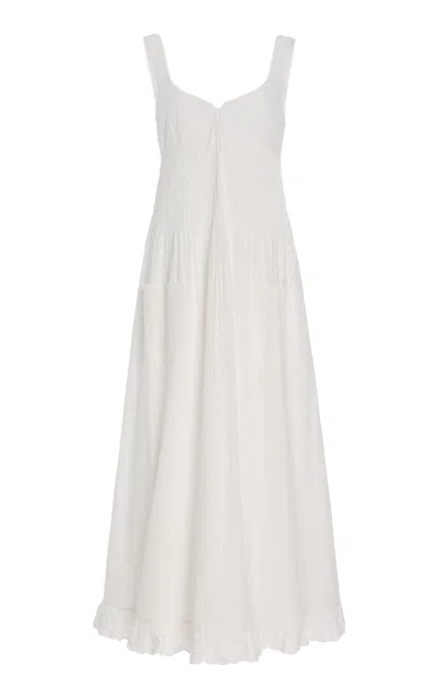 Mirror Palais Pintuck Eyelet Cotton Maxi Dress