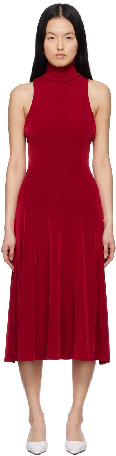 Mirror Palais Red Christy Supermodel Midi Dress In Scarlet/red