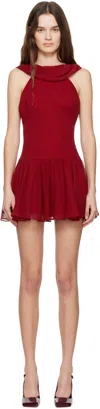 Mirror Palais Red Double Cowl Minidress In Scarlet/red