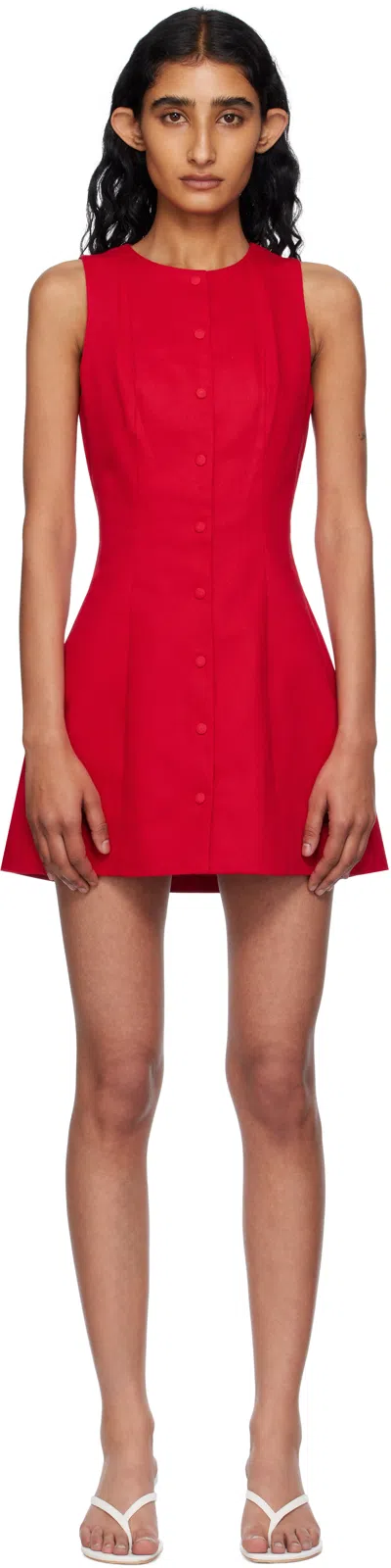 Mirror Palais Red 'la Robe En Rouge' Denim Minidress