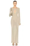 Mirror Palais Rose Pointelle Knit Dress In Neutral