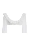 Mirror Palais Ruffled Cropped Cotton Top