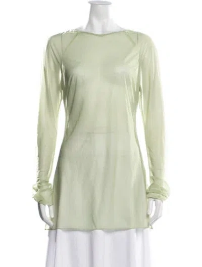 Pre-owned Mirror Palais Scoop Neck Long Sleeve Tunic In Green
