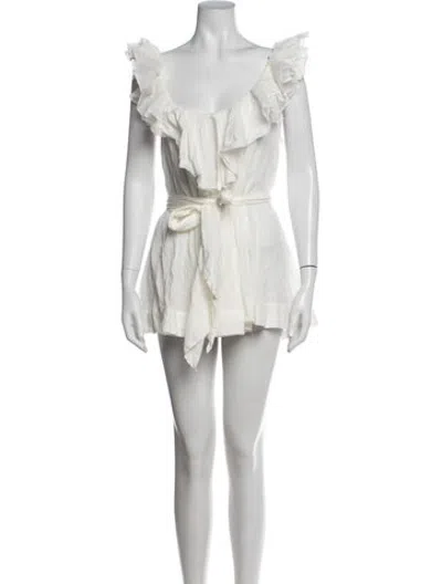 Pre-owned Mirror Palais Scoop Neck Mini Dress In White
