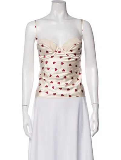 Pre-owned Mirror Palais Silk Graphic Print Nightgown W/ Tags In Neutrals