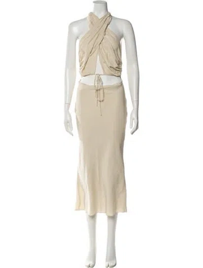 Pre-owned Mirror Palais Silk Knee-length Dress In Neutral