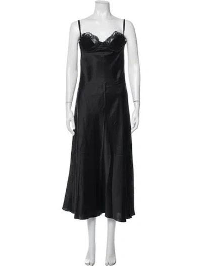 Pre-owned Mirror Palais Silk Long Dress In Black