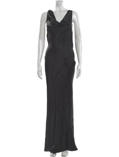Pre-owned Mirror Palais Silk Long Dress In Gray