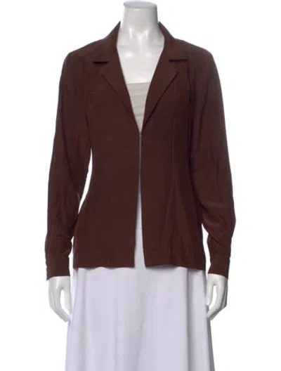 Pre-owned Mirror Palais Silk Long Sleeve Top In Brown