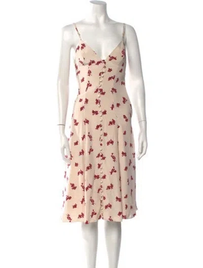 Pre-owned Mirror Palais Silk Midi Length Dress In Neutrals