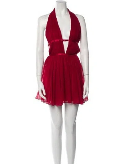 Pre-owned Mirror Palais Silk Midi Length Dress In Red