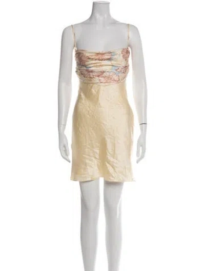 Pre-owned Mirror Palais Silk Mini Dress In Neutral