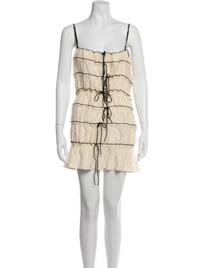 Pre-owned Mirror Palais Silk Mini Dress In Neutral