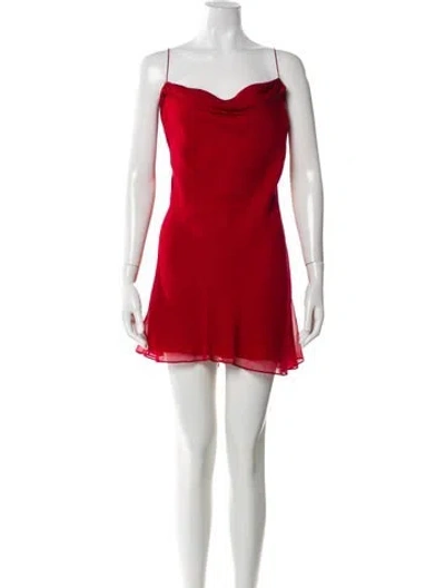Pre-owned Mirror Palais Silk Mini Dress In Red