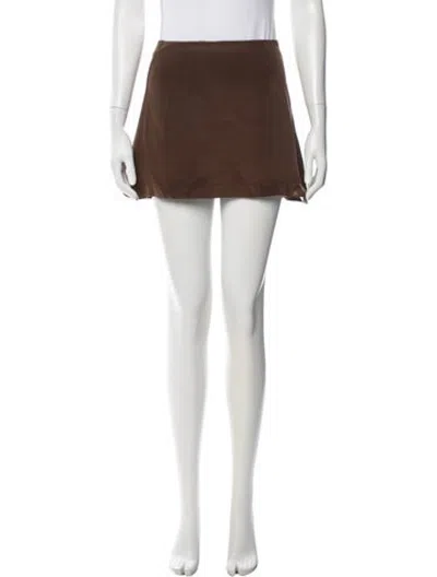 Pre-owned Mirror Palais Silk Mini Skirt In Brown