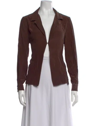 Pre-owned Mirror Palais Silk Open Front Top In Brown