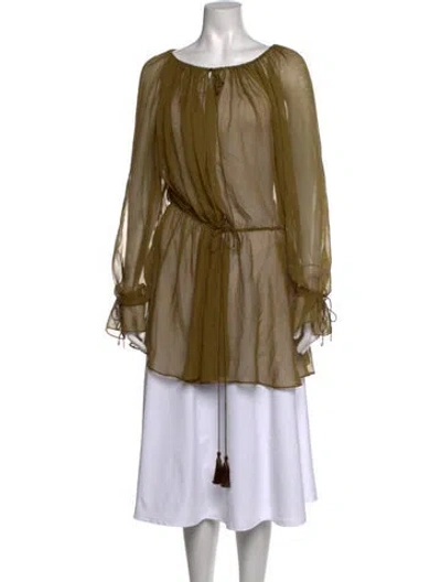 Pre-owned Mirror Palais Silk Scoop Neck Top In Brown