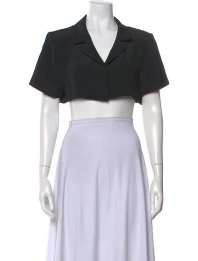 Pre-owned Mirror Palais Silk V-neck Crop Top In Black