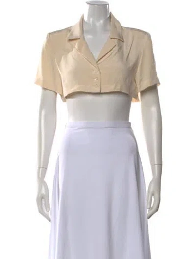 Pre-owned Mirror Palais Silk V-neck Crop Top In Neutral