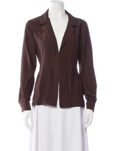 Pre-owned Mirror Palais Silk V-neck Top In Brown